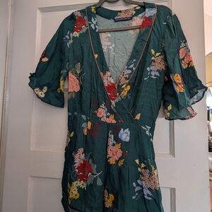 Abercrombie & Fitch Floral Green Romper